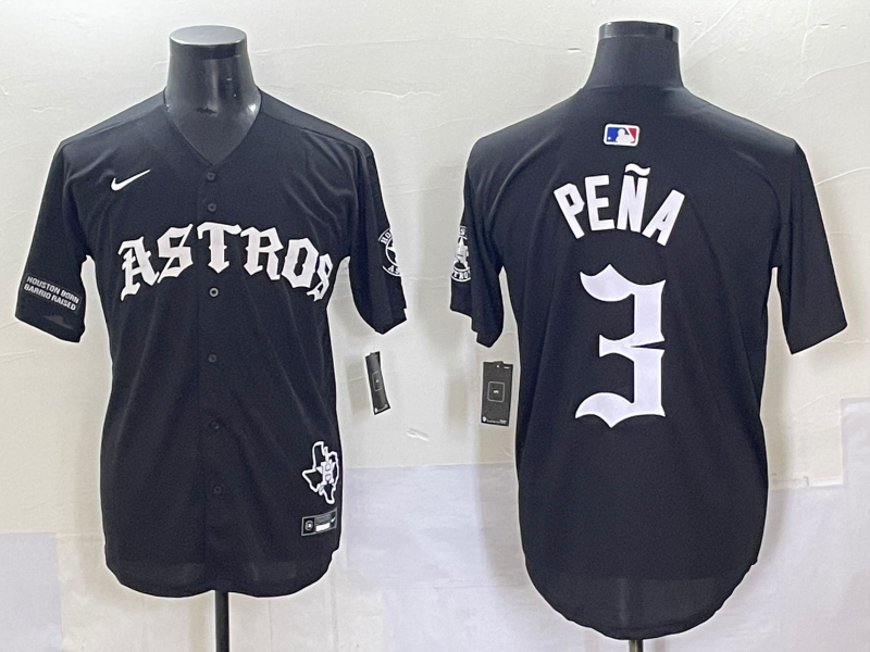 Men Houston Astros #3 Pena Black Five generations Joint Name Nike MLB 2025 Jersey style 4